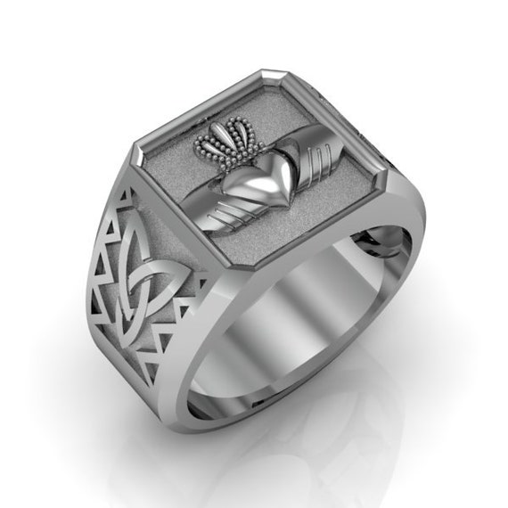 ... Ring - Sterling Silver Irish Heart Men's Celtic and Claddagh Ring