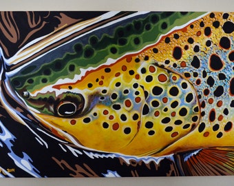 Items similar to Original Brown Trout painting 33.5