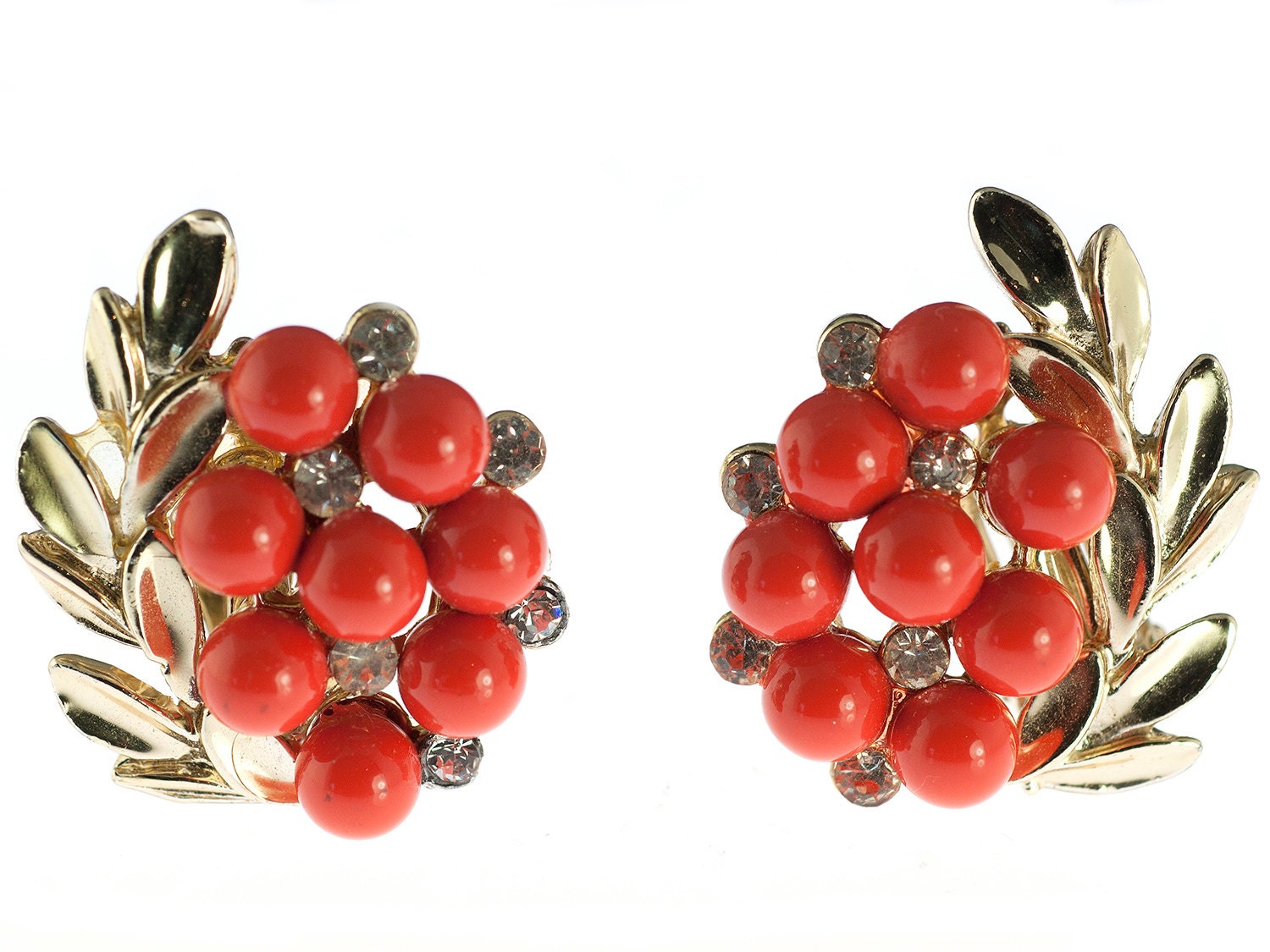 Orange Leaf Costume Earrings