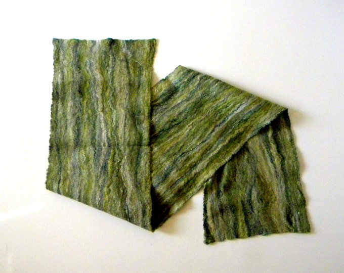 Winter Scarves Felted wool scarf Scotland scarf Handmade green long scarf merino wool scarves gift for coworker eco friendly gift for dad