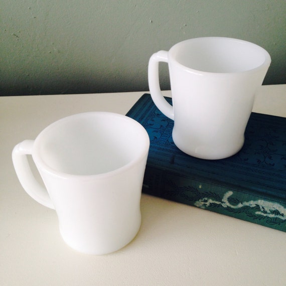 Vintage Fire King Milk Glass Mugs Set Of 2 By Thewoodenmouse