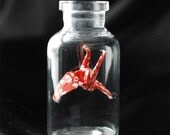 Captured Mini Crane Desk Pet in red and white flower pattern  w2r