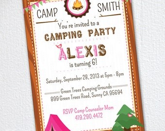 Camping Invitation / Girl Scout Invitations / Camping Party Camping Invitation / Girl Scout Invitations / Camping Party