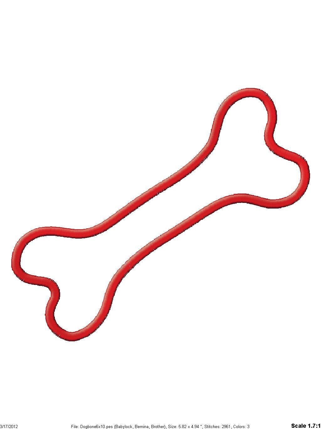 Dog Bone Applique Embroidery Design