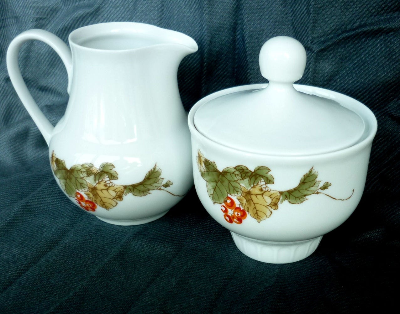 Sugar Bowl And Creamer Set White Fine Porcelain German