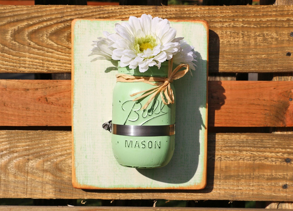Mason Jar Vase Painted Mason Jar Mason Jar Wall Mason Jar