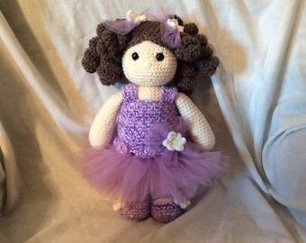 Crochet Ballerina Doll PATTERN , amigurumi doll pattern , doll in a tutu tutorial , Sweet Lavender and Daisy PDF - instant download pdf