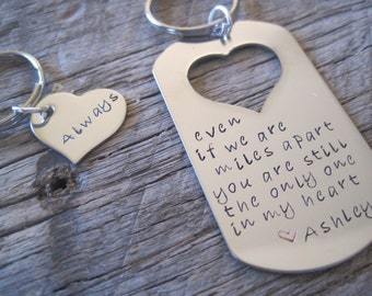 Open Heart Keyring Set, even if we are miles apart