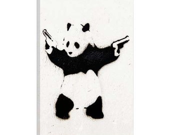 Panda With Guns by Banksy Canvas Art Print on Gallery Wrapped Canvas, banksy canvas prints , Canvas Art Print