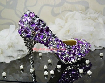 purple bling wedding shoes