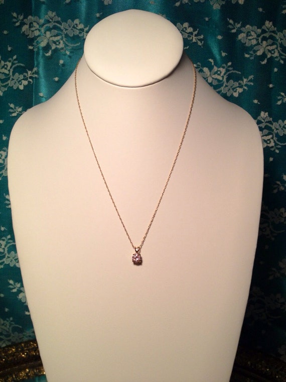 Vintage Pink Gemstone 14K GF PPC Pendant Necklace