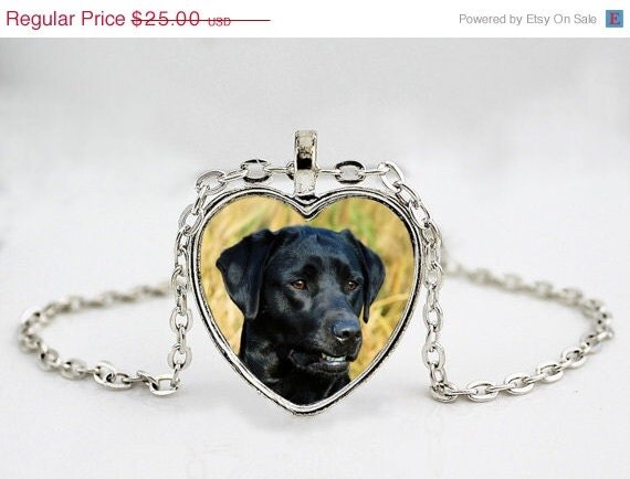 ON SALE Black Labrador Retriever Pendant Necklace // Black Lab // Heart