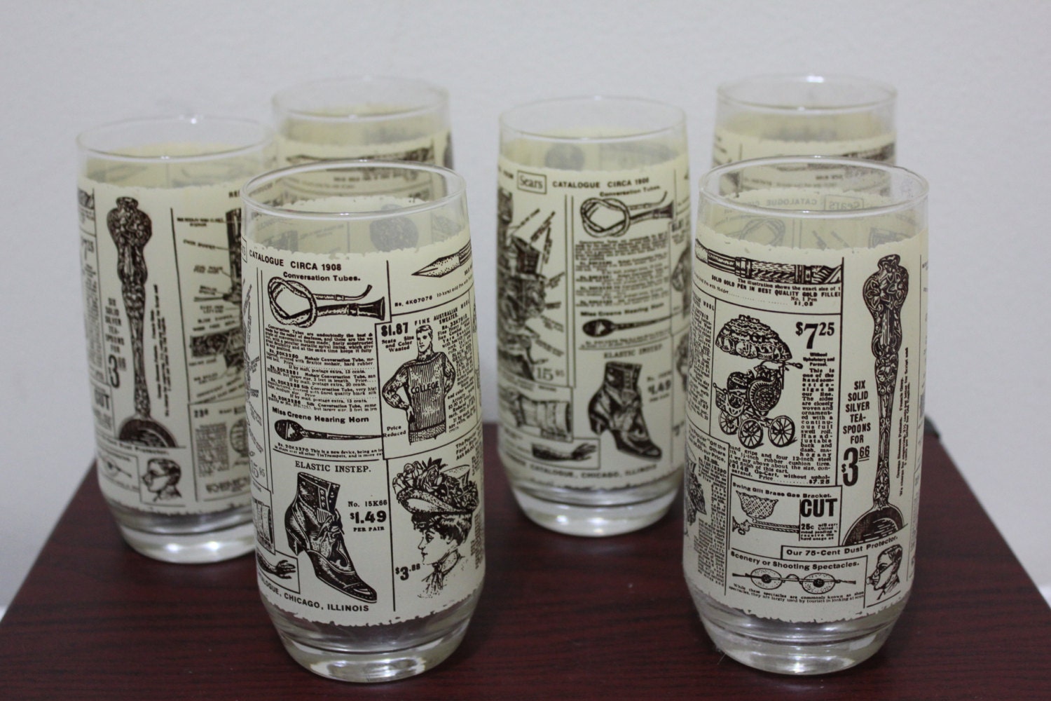 Vintage Sears Roebuck Catalog Barware or Drinking Glasses Set of 6
