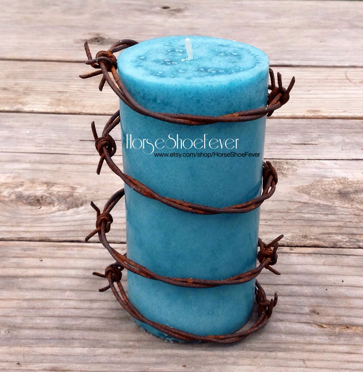 Scented Fall Barbed Wire Pillar Candle. Western Home Decor