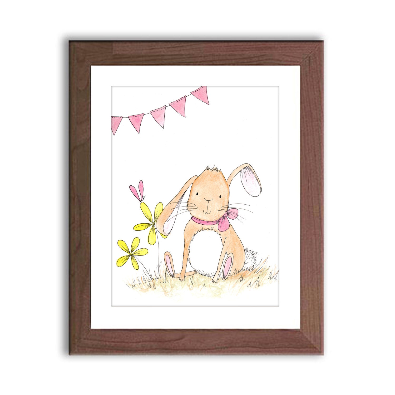 Bunny Nursery Art Rabbit Nursery Decor Baby Girl Nursery