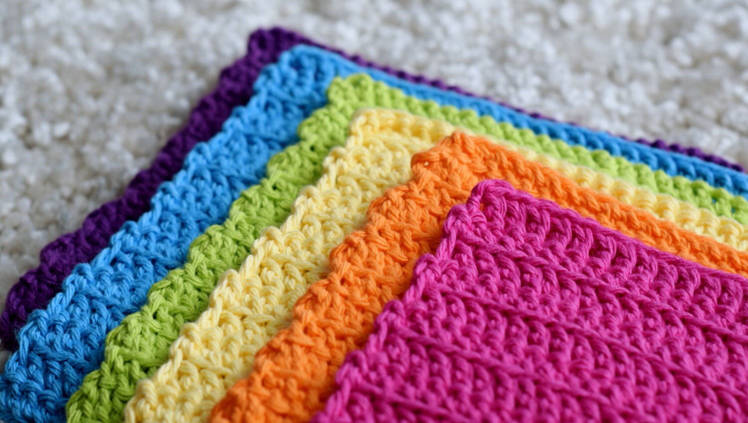 Crochet Dishcloths Rainbow Color Washcloths Handmade Wash