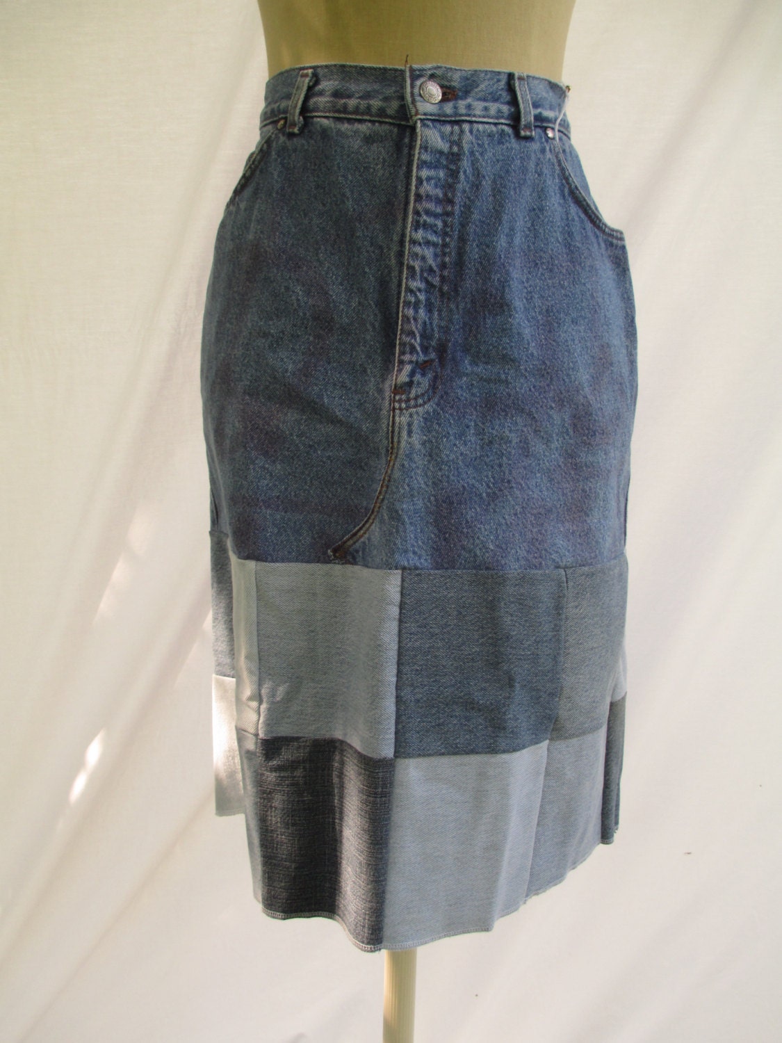 Denim Patchwork Skirt