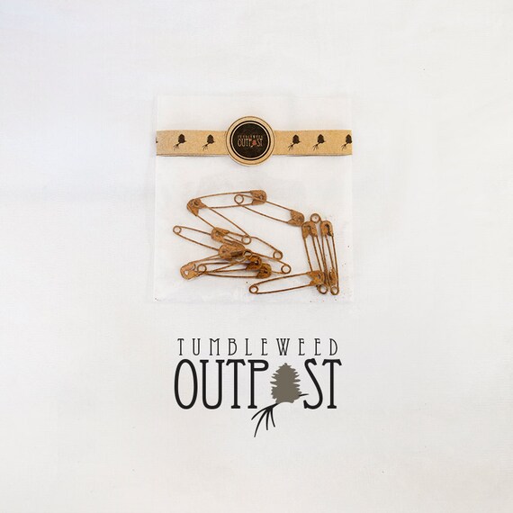 Rusty Safety Pins Primitive Rustic Safety by TumbleweedOutpost