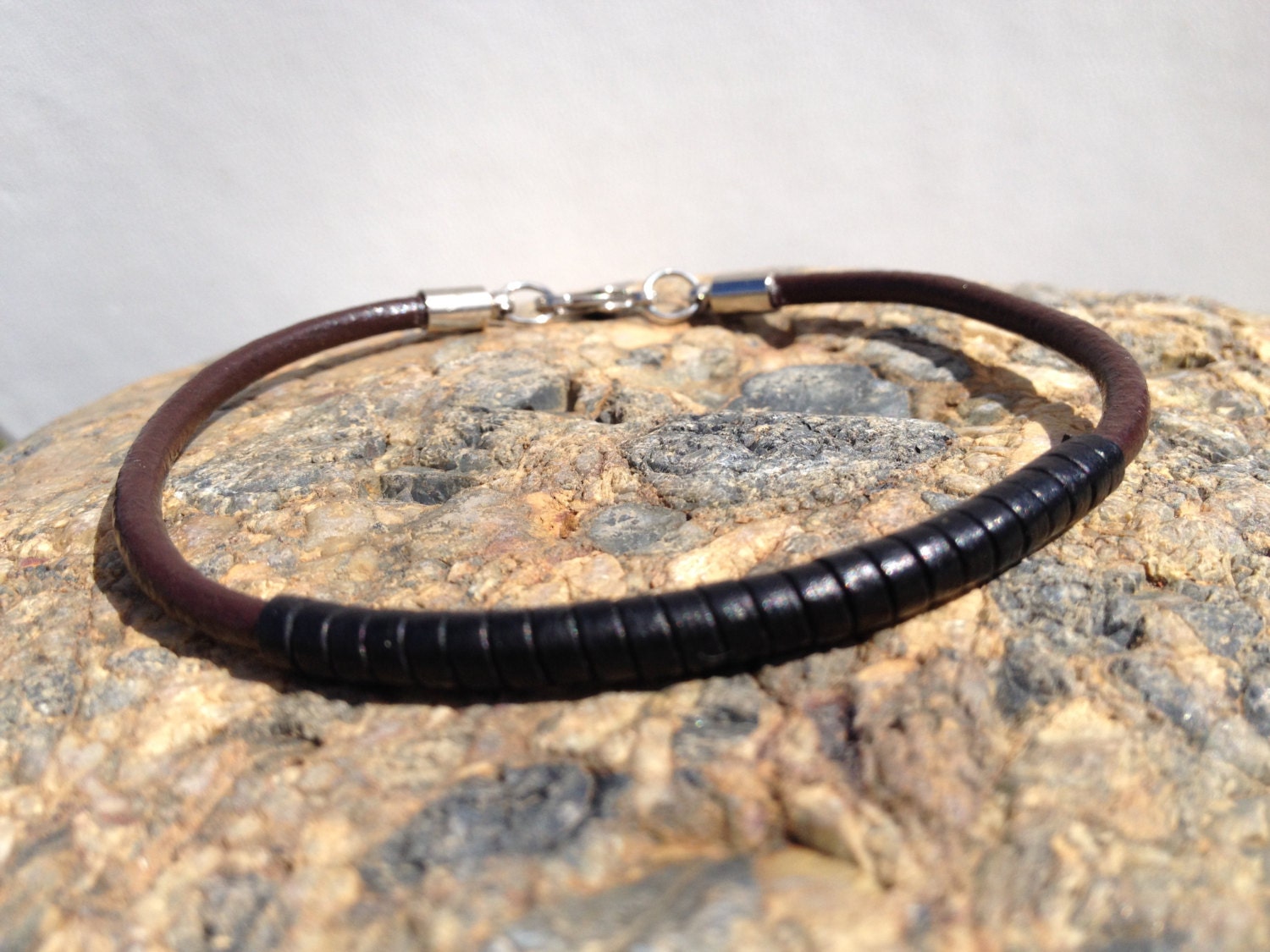 FREE SHIPPING Mens Leather Bracelet Brown Leather by MbraceMen