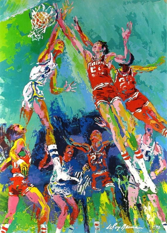 LeRoy Neiman basketball oil painting fine by Antsartworkoffice