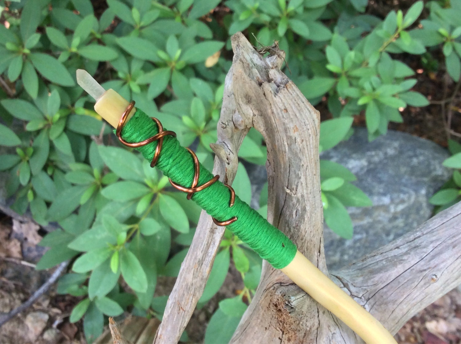 Natural 14 1/2 Cedar Wood Wand With Copper by MysticWitchCreations