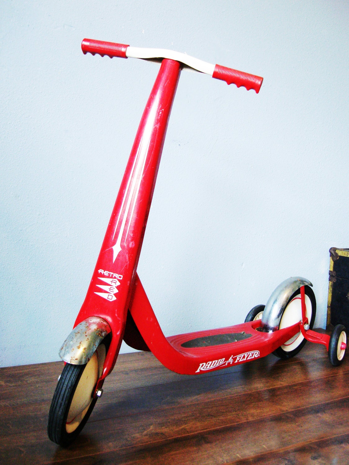 vintage radio flyer wooden scooter