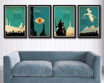 The Lord of the Rings Trilogy poster set and The Hobbit