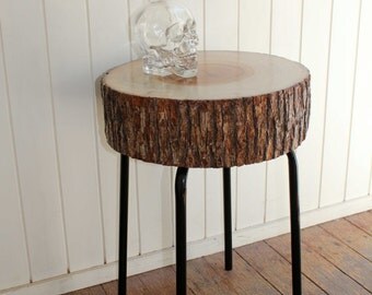 Rustic tree stump table