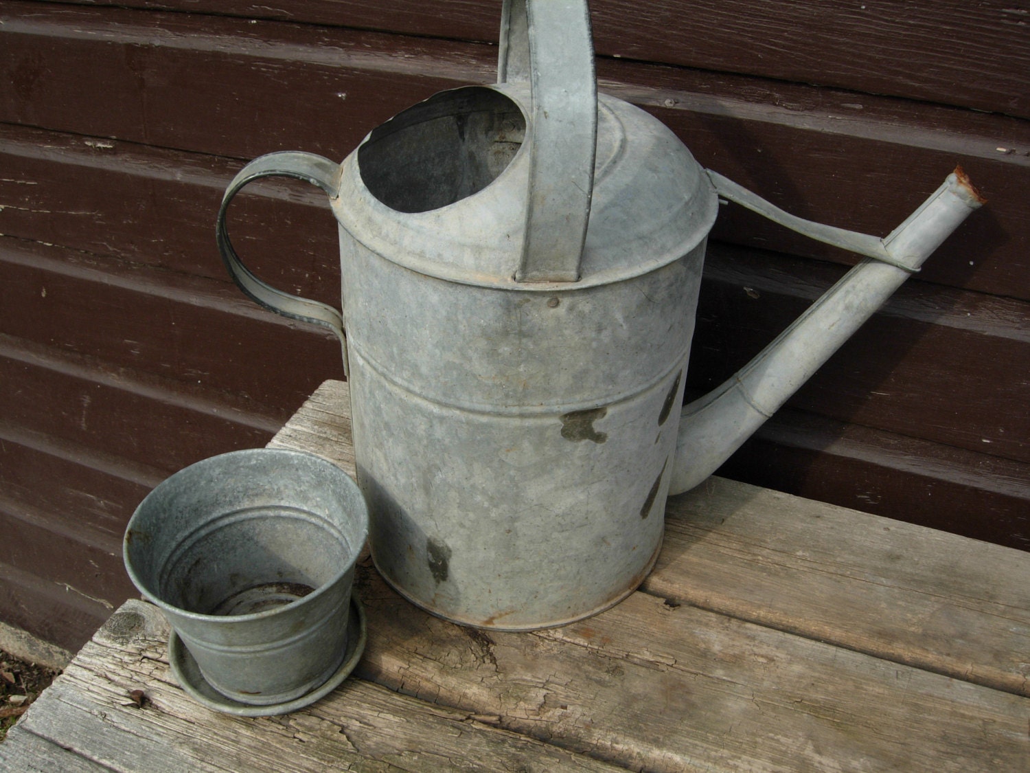 Great VINTAGE WATERING CAN. Old Galvanized by GottaBuyVintage