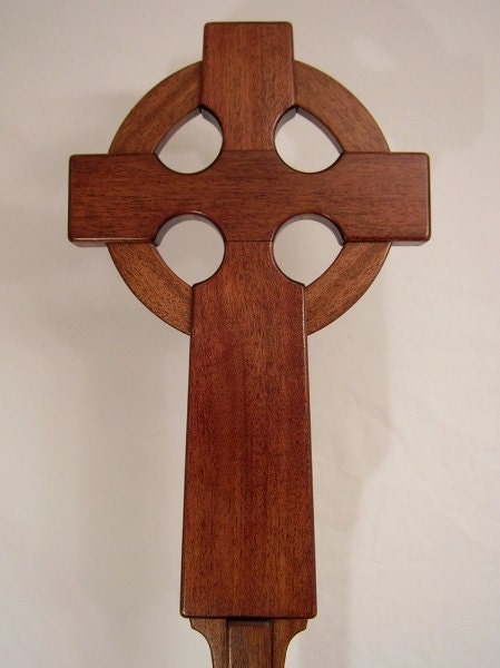 Irish Celtic Processional Ceremonial Cross 80 inch Mahogany