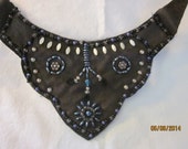 Hand made leather and beaded bib necklace.  #B0003