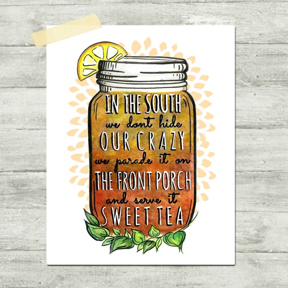Sweet Tea Mason Jar Printable Southern Print Mason Jar