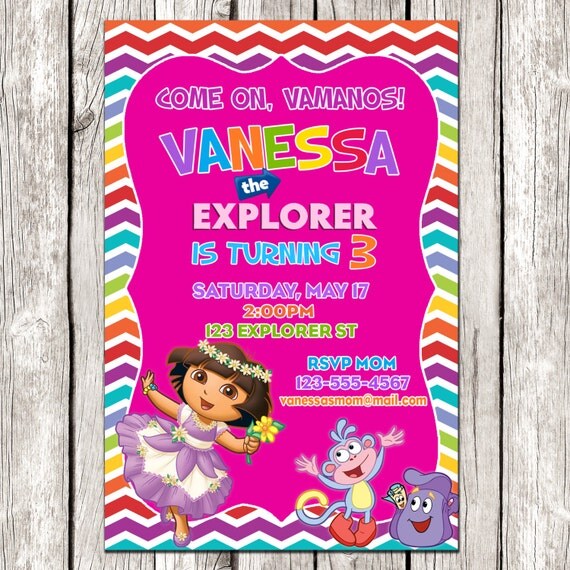 Dora Invitation Dora the Explorer Birthday Party Pink