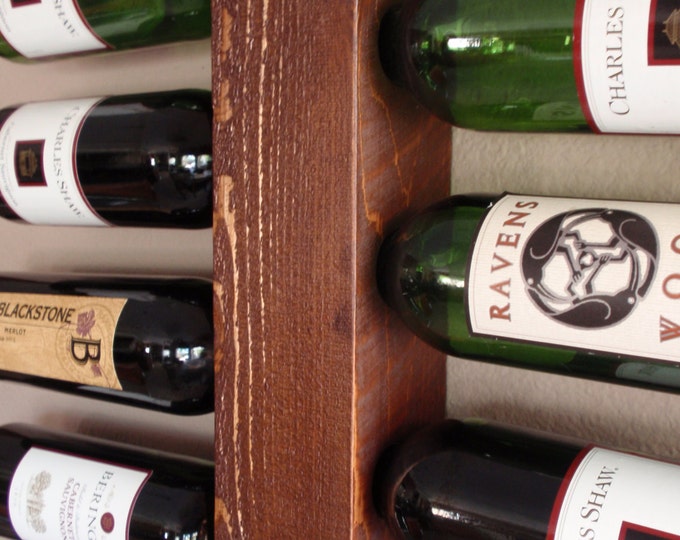 Wood Wall Wine Rack-Wall Mounted Wine Rack-Wood Wine Racks-Rustic Wine Rack Holds 16 Wine Bottles
