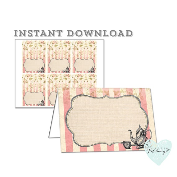 Printable Place Card Folded Tent Card Tea Party Buffet