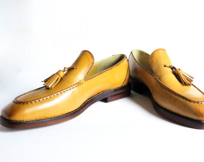 Handmade Goodyear Welted Men's Tasseled Loafers Shoes
