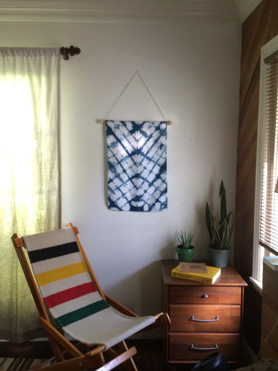 Indigo Shibori Wall Hanging 18x28 Inches Kanoko Technique