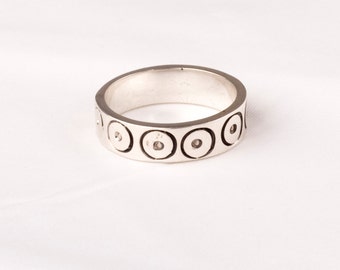 Silver Green Enamelled Tribal Ring