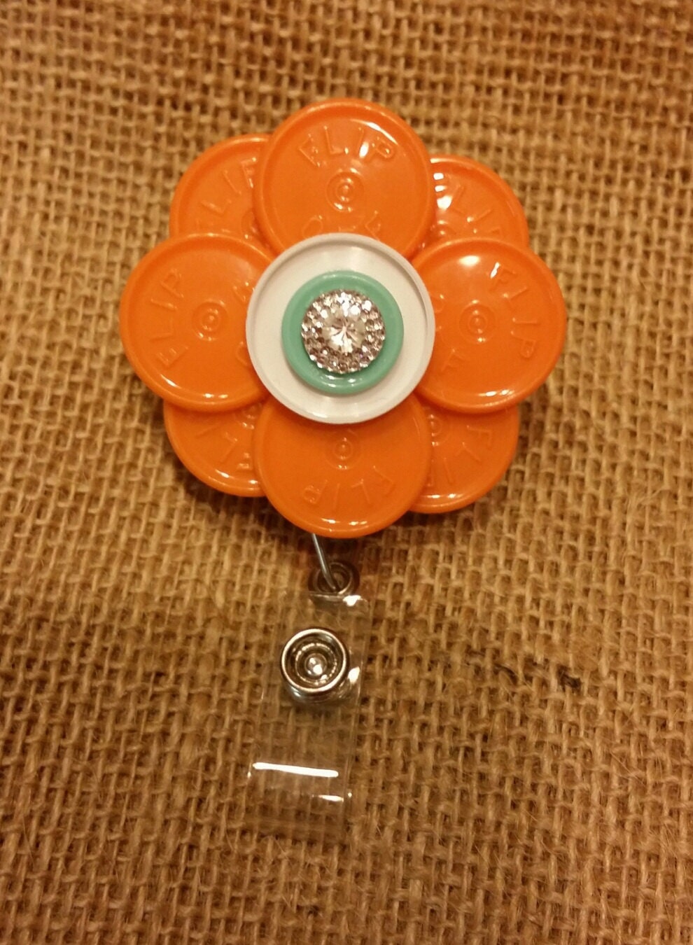 Flower ID badge holder retractable flip top/vial top