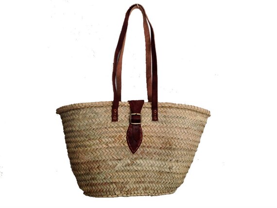 French market bag, French market tote , Basket, Straw bag , woven straw ...