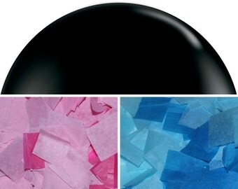 Gender Reveal Balloon 36" - Black balloon filled with Pink or Blue confetti