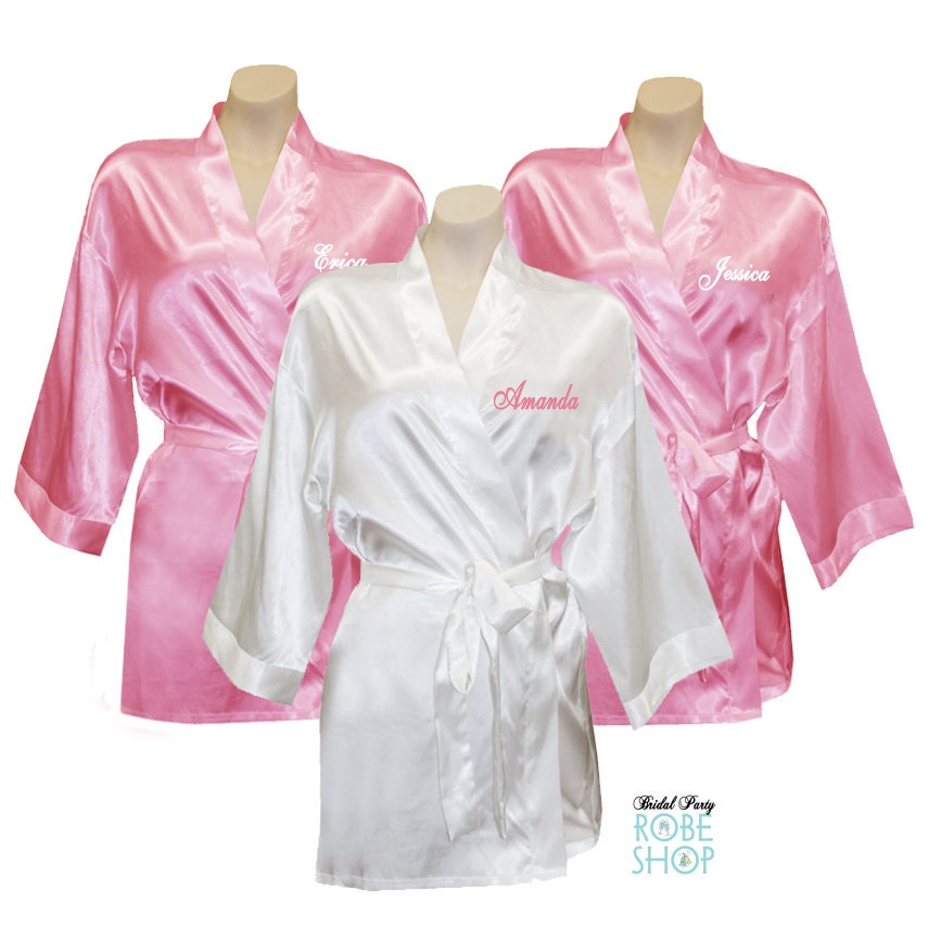 Set of 3 Personalized Satin Robes with First Names Embroidered