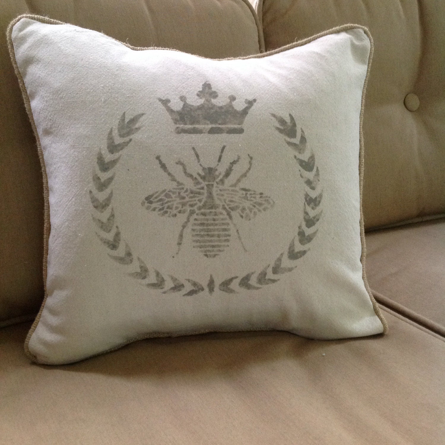 Queen Bee Grainsack Pillow Cover accented by DesignsSouthernStyle
