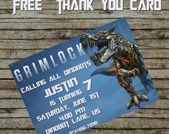 Transformer Grimlock Birthday Invitation DIY Cusom Order