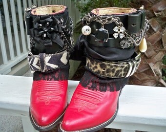 Retro Black Suede Chunky Boho Embroidery Boots CZ1022 main image 1