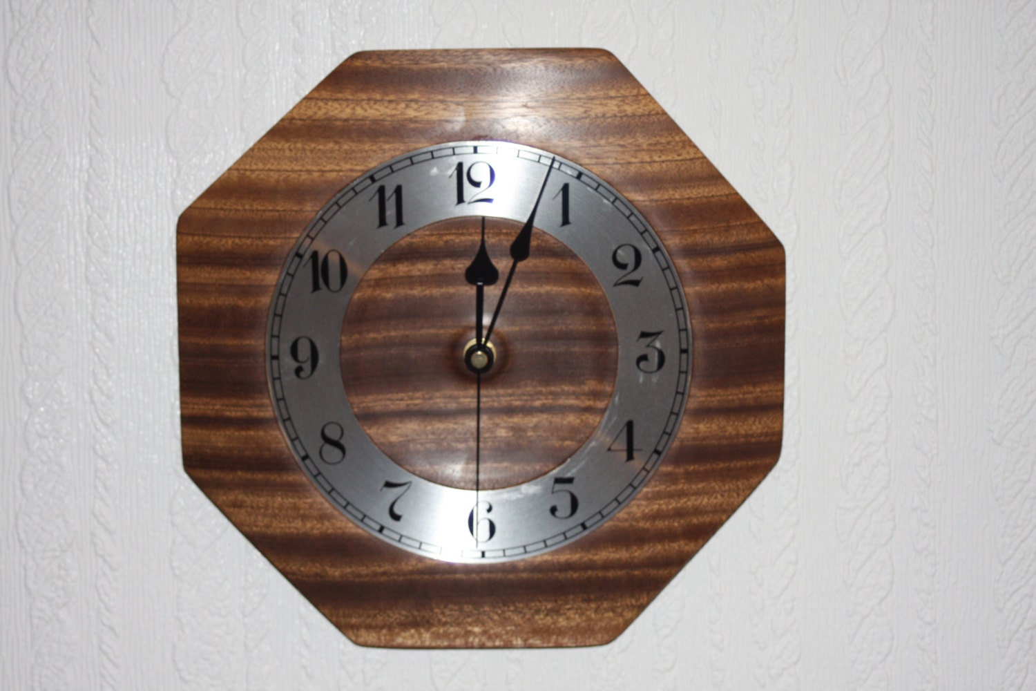 Octagonal wallmounted clock Walnut wood by TurnedSimply on Etsy