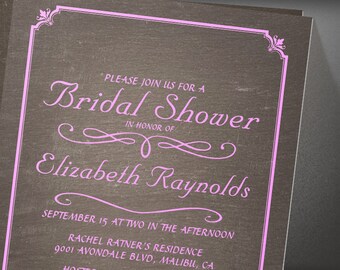 Brown Chalkboard Bridal Shower invites