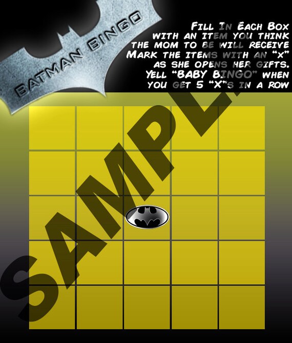 Batman Baby Shower Bingo by JRMBDesigns on Etsy