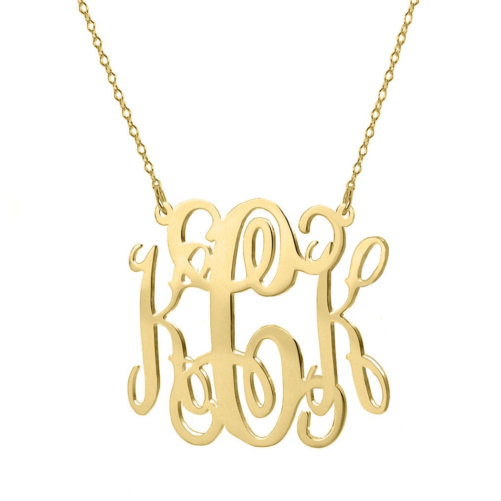 Gold monogram necklace 18k gold plated pendant by shortiescupcakes