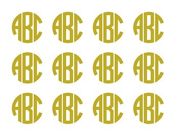 Monogram Decals, 2 Inch Monograms, Full Sheet Monogram, Cell Phone decal, Yeti Cup decals, Mac Decals, wine Glass Gold monograms, Yeti, Car